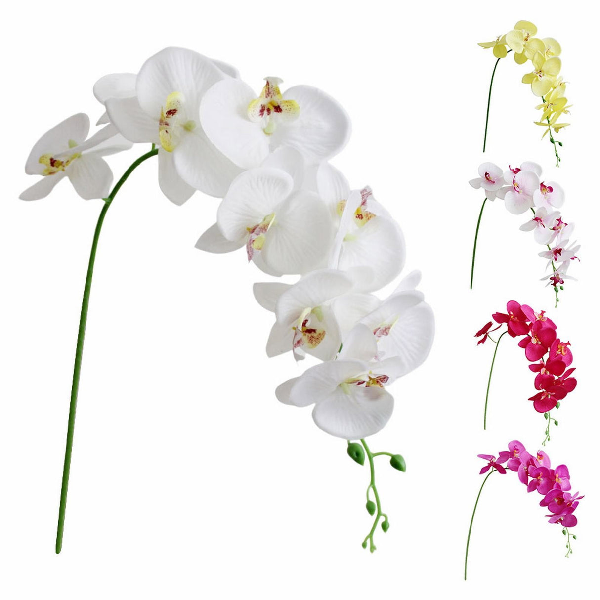 LGCASL Flowers Faux Butterfly Orchid 1 Pc Real Double Branch Silk Flowers for Wedding Home Office Party Hotel Yard Decoration Restaurant Patio Festive Furnishing, 1 Artificial Flower artificial flowers White