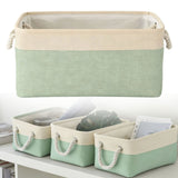 LGCASL Fabric Storage Box, Fabric Storage Box, Storage Basket with Handles and for Clothes Shelves Closet Wardrobe Home Wear and Reinforced, Light Gray S(12.2×5.1×8.2Inch) L16.4×7.8×12.5inch) Light Green