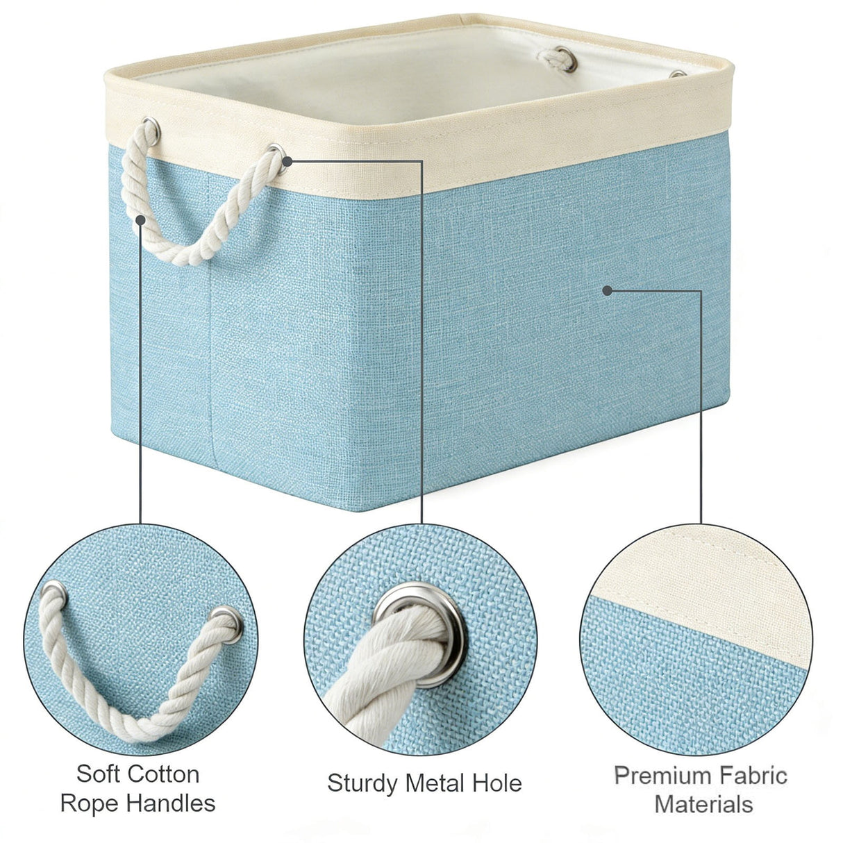 LGCASL Fabric Storage Box, Fabric Storage Box, Storage Basket with Handles and for Clothes Shelves Closet Wardrobe Home Wear and Reinforced, Light Gray S(12.2×5.1×8.2Inch) L16.4×7.8×12.5inch) Light Green