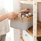 LGCASL Fabric Storage Box, Fabric Storage Box, Storage Basket with Handles and for Clothes Shelves Closet Wardrobe Home Wear and Reinforced, Light Gray S(12.2×5.1×8.2Inch) S(12.2×5.1×8.2inch) Light gray