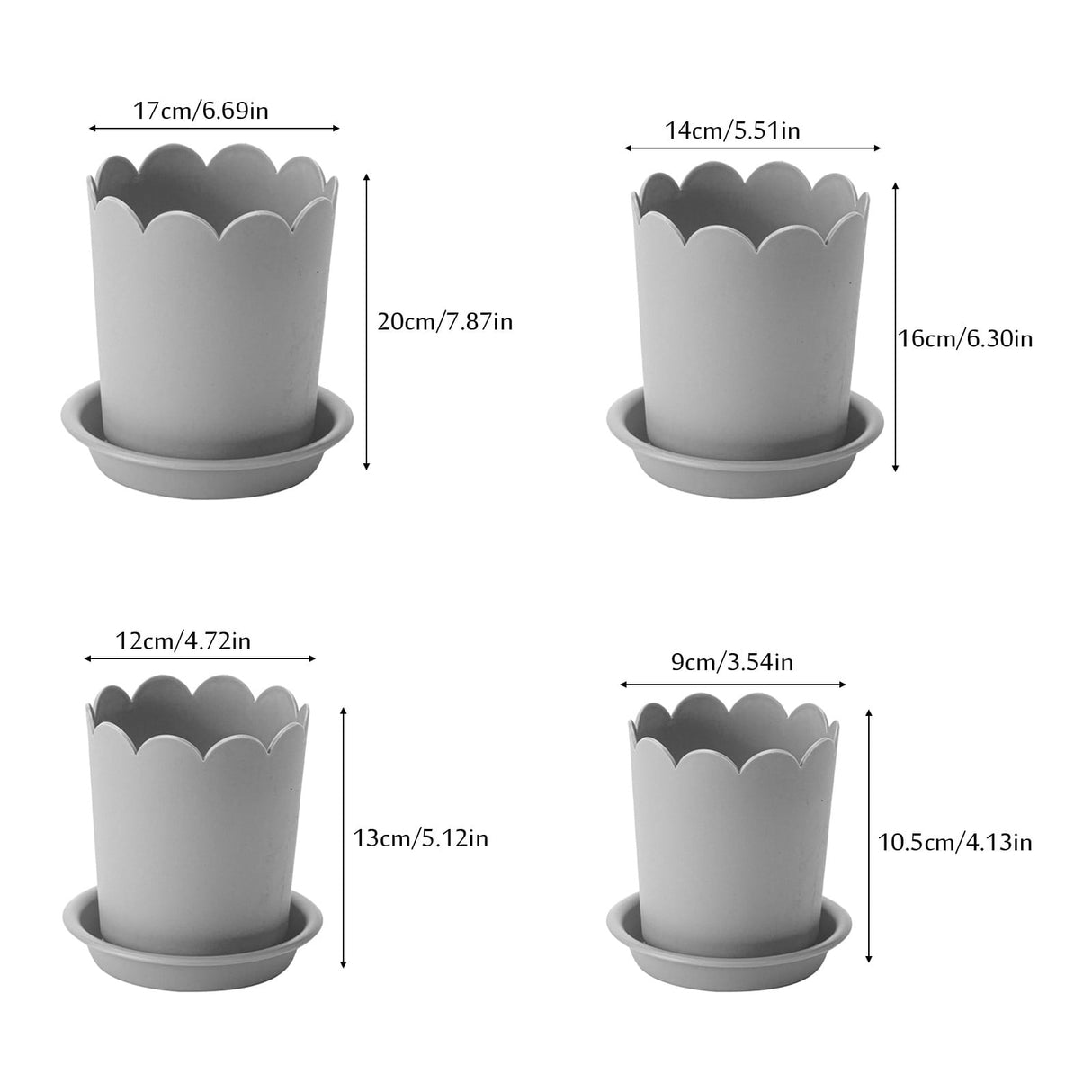 Jwdx Flower Pots Clearance, Garden Supplies Promotion! Plastic Plant Pots for Plants With Saucers Indoor Set of 1 Plastic Planters Modern Flower Pot With Hole for All House Plants Herbs Flowers Or4 Z5-GY2