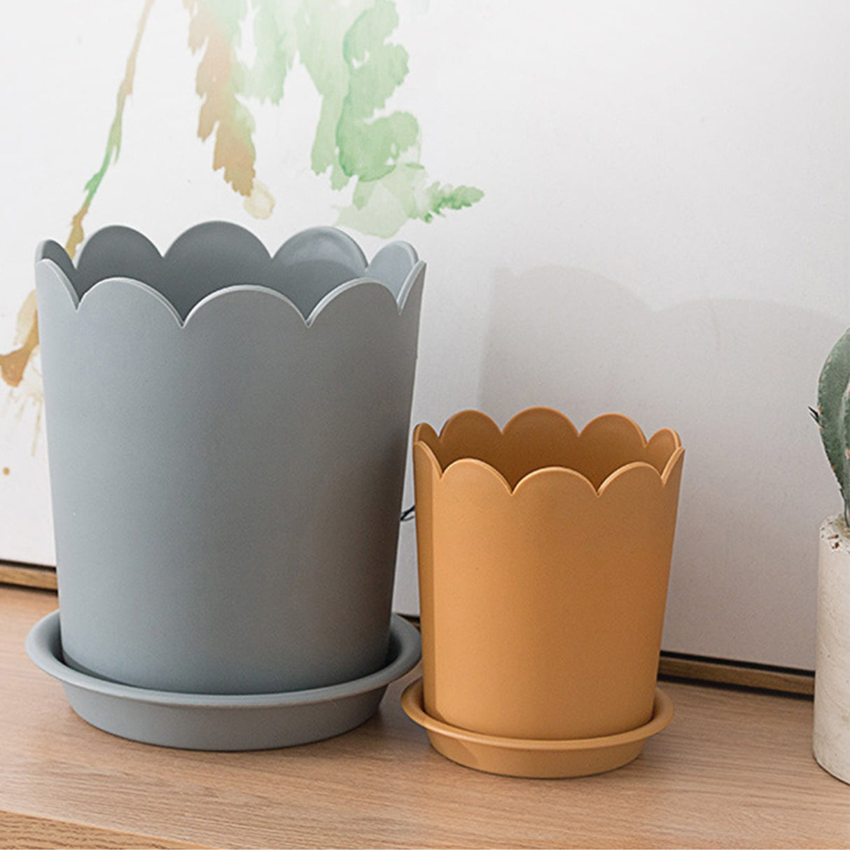 Jwdx Flower Pots Clearance, Garden Supplies Promotion! Plastic Plant Pots for Plants With Saucers Indoor Set of 1 Plastic Planters Modern Flower Pot With Hole for All House Plants Herbs Flowers Or4 Z5-OR1
