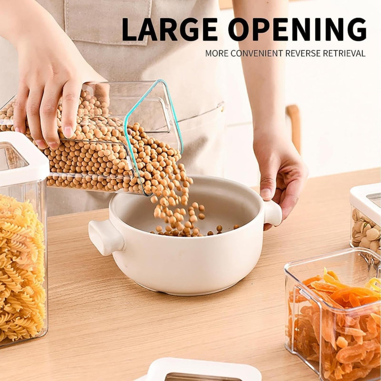 JWDX Storage Container, Airtight Cereal Containers Storage Sealed Cans for Grains and Miscellaneous Grains Transparent Plastic Kitchen Food Grade Nut and Oat Storage Cans Kitchen B