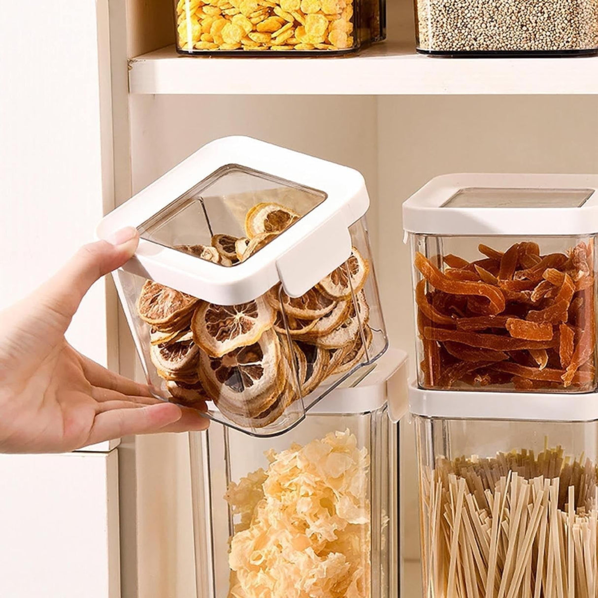 JWDX Storage Container, Airtight Cereal Containers Storage Sealed Cans for Grains and Miscellaneous Grains Transparent Plastic Kitchen Food Grade Nut and Oat Storage Cans Kitchen B
