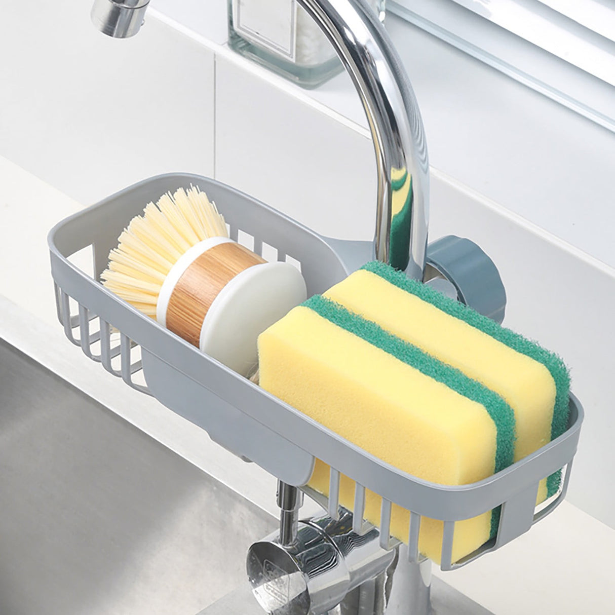 JWDX Drain Rack Clearance! Sink Sponge Rack Stand Kitchen Faucet Storage Rack Sponge and Towel Rack Drain Basket Home Kitchen Cleaning Tools, Include 1X Drain Storage Basket Grey