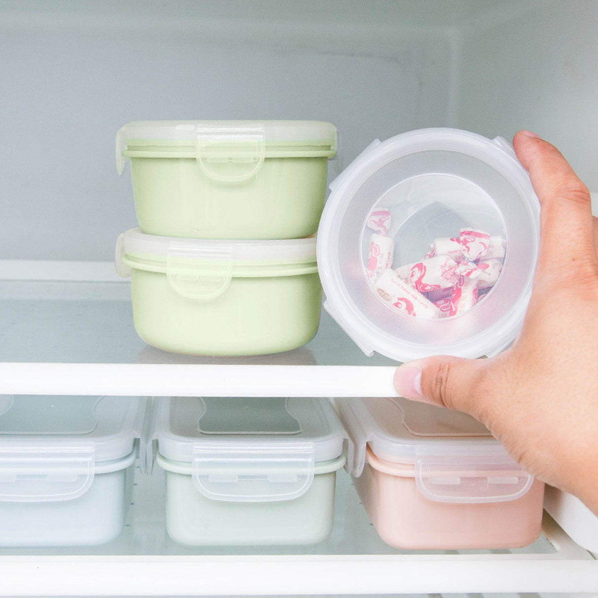 JWDX Storage Containers Clearance! Simple Refrigerator Preservation Box Small Lunch Box Kitchen Lunch Box Plastic Storage Box Sealed Box for Lunch Kitchen Arrangement, Include 1* Bento Box A