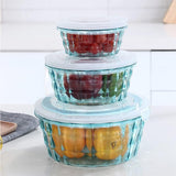 JWDX Food Storage Clearance! Fruit Box Fruit Containers with Tureen Bowl Clear Plastic Container Plastic Container Sealed Container Cereal Oatmeal Food Box 3Pc Clearance Sale Blue