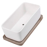 SWETRACE Ceramic Oblong Flower Pot White 1 Set 6.7X3.3In