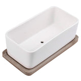 SWETRACE Ceramic Oblong Flower Pot White 1 Set 6.7X3.3In