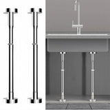 2Pcs Kitchen Sink Brackets Stainless Steel Adjustable Kitchen Sink Bracket Bottom installation Support Legs Kitchen Fixtures (50-80cm Silvery) 35-50cm Silvery