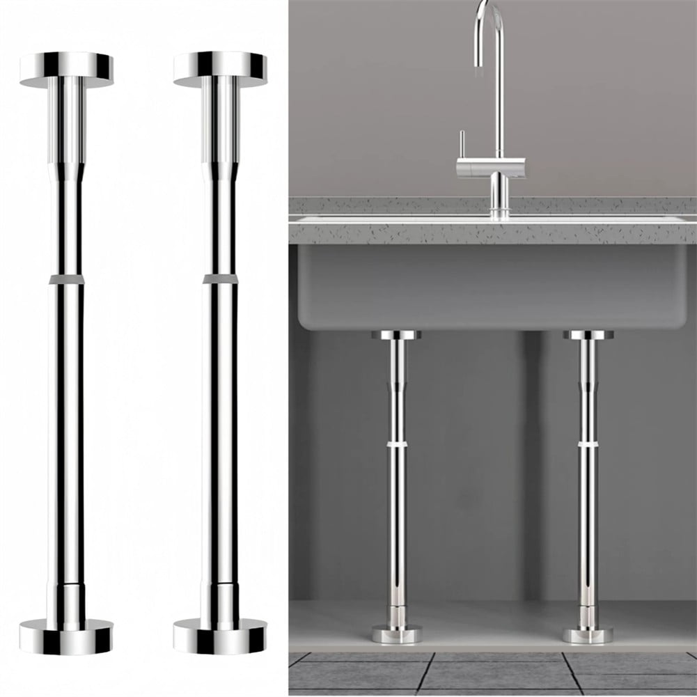 2Pcs Kitchen Sink Brackets Stainless Steel Adjustable Kitchen Sink Bracket Bottom installation Support Legs Kitchen Fixtures (50-80cm Silvery) 50-80cm Silvery