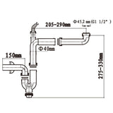 Arkzeo G1-1/2 Inch Kitchen Sink Drain Pipe 40mm Smooth U-Bend Design for Easy Flow