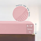 King Size Fitted Sheet, 100% Egyptian Cotton, Deep Pocket Premium Cotton Mattress Sheet,Double Bed Fitted Sheet Piece Non-Slip Fixed Bed Cover All-Inclusive Mattress Protection Bed Cover Pink