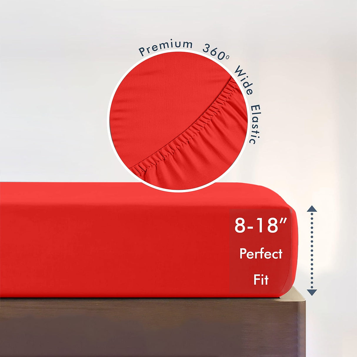 King Size Fitted Sheet, 100% Egyptian Cotton, Deep Pocket Premium Cotton Mattress Sheet,Double Bed Fitted Sheet Piece Non-Slip Fixed Bed Cover All-Inclusive Mattress Protection Bed Cover Red