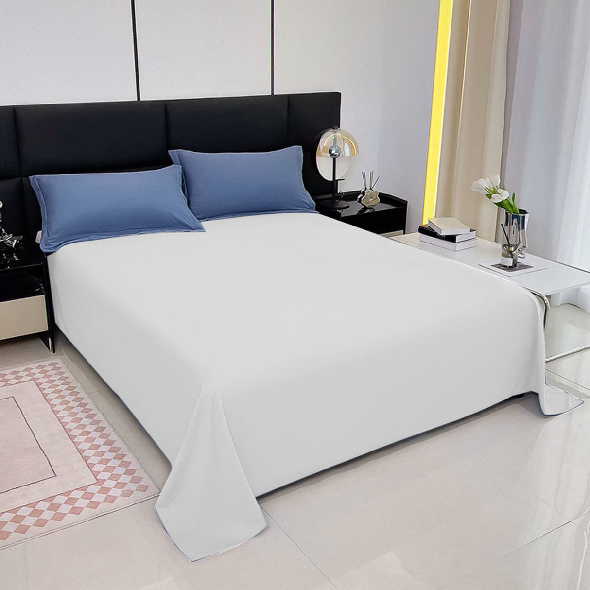 Waterproof Bed Flat Sheet ,Best Season Cotton Sheet-Long Staple Cotton Sheets Set, Soft Cotton Bed Sheets,Reusable Washable Mattress Protector Sheet, Furniture Cover for Bedding,Couch White