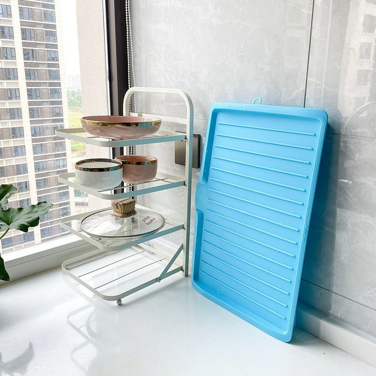 Dish Drain Board with Side Drop - Kitchen Utility Draining Board, Drain Rack, 17.5x12 Inch Kitchen Drying Tray | Heat-Resistant Drip Rack for Quick Drainage and Easy Storage, Drying Dish Rack Tray Green