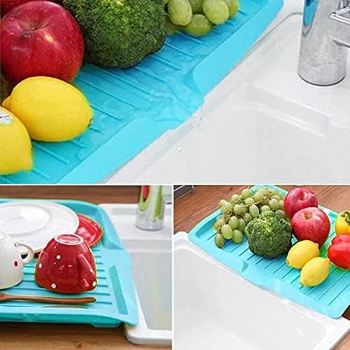 Dish Drain Board with Side Drop - Kitchen Utility Draining Board, Drain Rack, 17.5x12 Inch Kitchen Drying Tray | Heat-Resistant Drip Rack for Quick Drainage and Easy Storage, Drying Dish Rack Tray Green