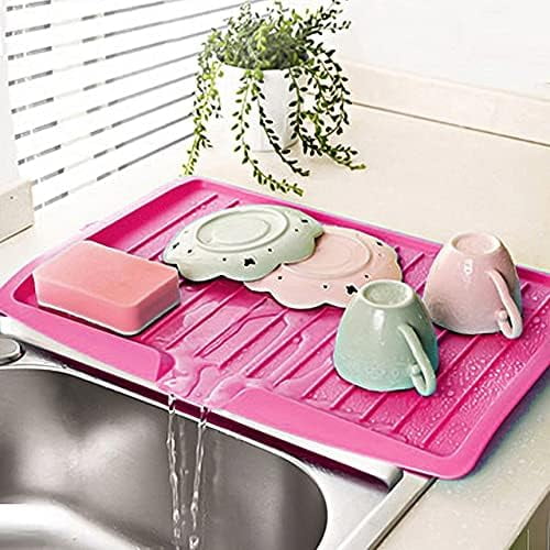 Dish Drain Board with Side Drop - Kitchen Utility Draining Board, Drain Rack, 17.5x12 Inch Kitchen Drying Tray | Heat-Resistant Drip Rack for Quick Drainage and Easy Storage, Drying Dish Rack Tray White