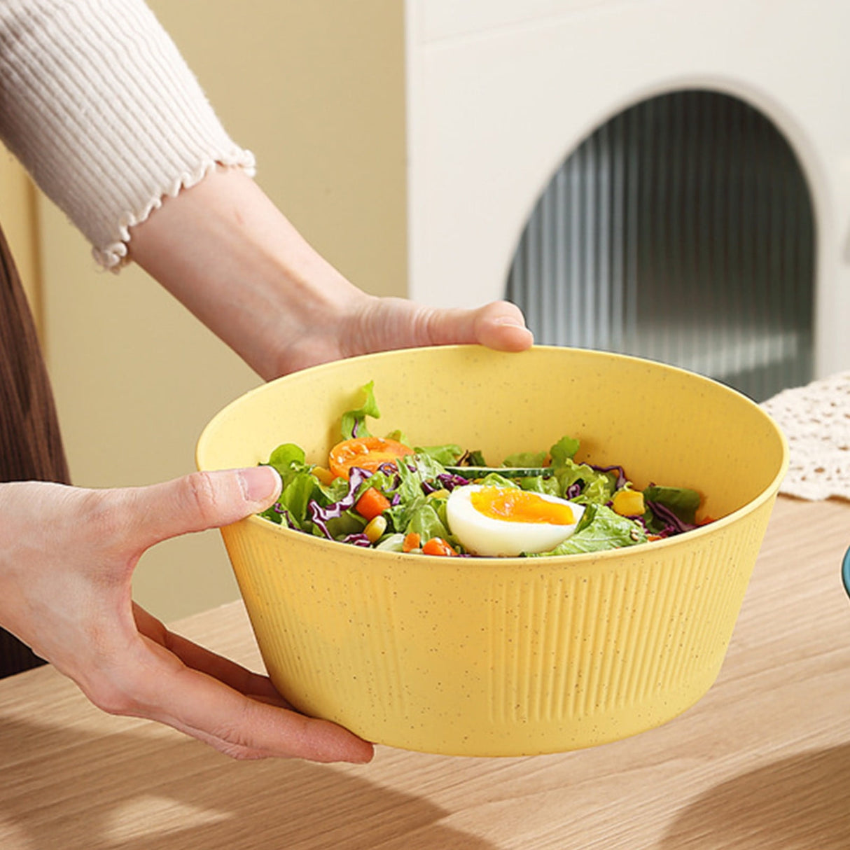 Unbreakable Large Cereal Bowl - Wheat Straw Bowls Salad bowls Microwave and Dishwasher Safe Salad Bowls, Stackable Color Kitchen Bowls for Serving, Soup, Oatmeal, Pasta, Noodles Yellow