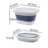 Collapsible Laundry Basket, Collapsible Laundry Basket with Handles, Foldable Laundry Basket Plastc,Pop Up Tall Storage, Blue, 32.5 x 42.5 x 28 cm