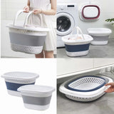 Collapsible Laundry Basket, Collapsible Laundry Basket with Handles, Foldable Laundry Basket Plastc,Pop Up Tall Storage, Blue, 32.5 x 42.5 x 28 cm