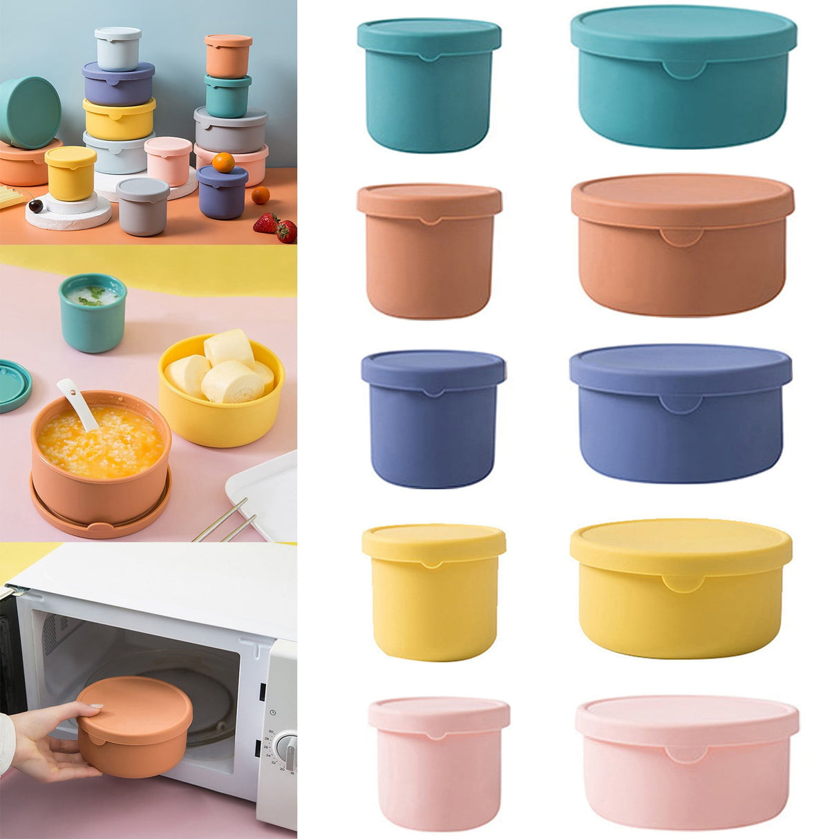 CGZQFEI Silicone Food Containers for Kids, Reusable Baby Snack Fruits Container with Lids, Leak Proof Silicone Food Storage Containers Kids Small Lunch Box BPA Free for Daycare School Travel Purple1