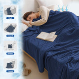 Lightweight Waffle Weave Blanket Queen Size, Breathable & Ultra Soft, 43.30"x 59.05" Soft & Cozy Thin Blanket, Perfect for Summer & Hot Sleepers, Bed, Home Decor - Mediterranea (Blue) 43.30" x 59.05" Blue