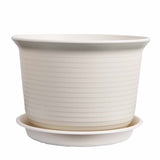 6 Inch Planter Nursery Pots, Plastic Planters Pots for Plants Flower Transplanting with Drainage Holes and Saucers, Beige, 6.06x4.25 6.06" x 4.25" Beige