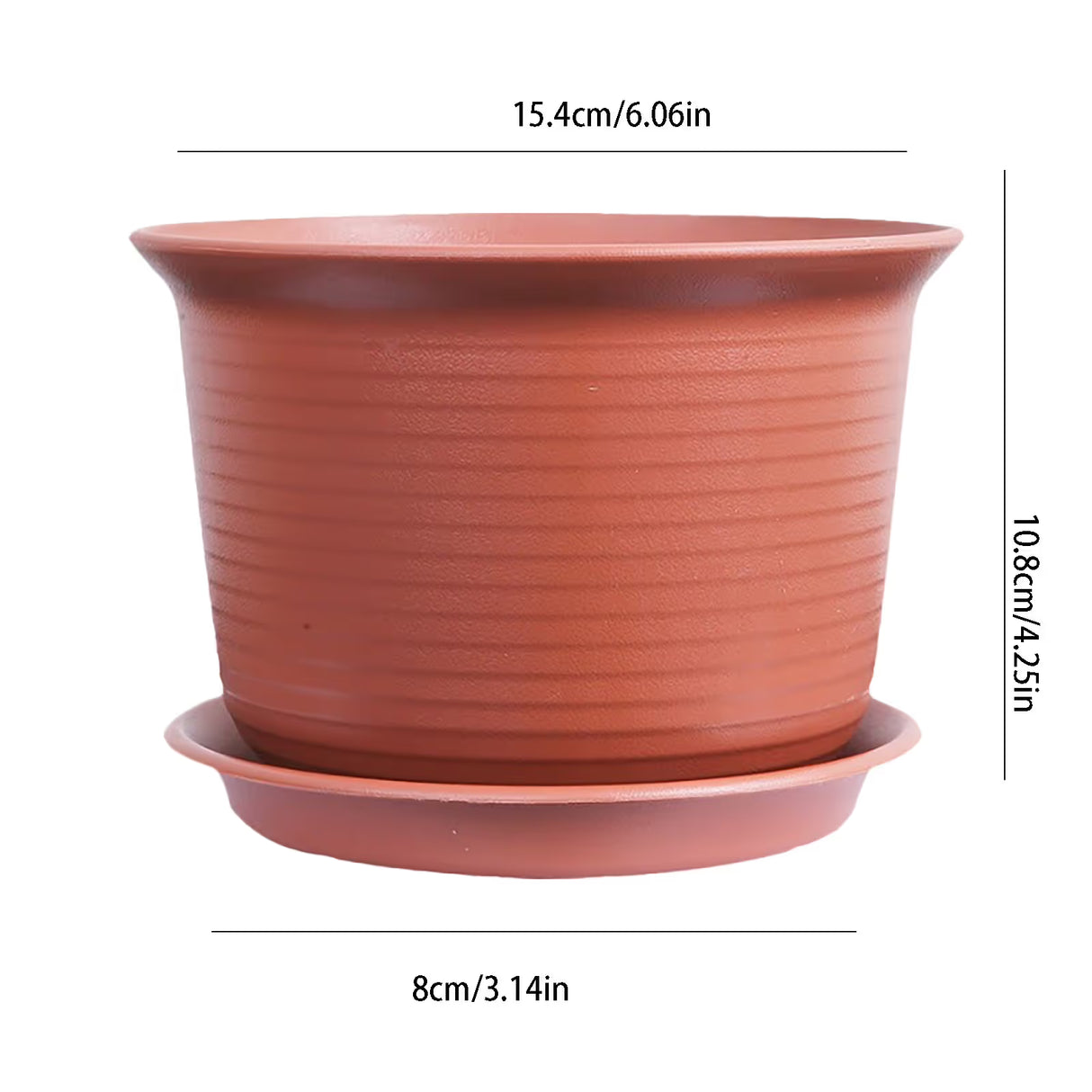 Plastic Plant Pot with Drainage Holes and Saucer, Nursery Planter for Indoor Plants, 21.2 x 13 cm, Grey