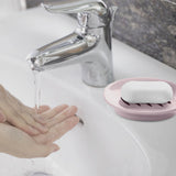 Oval Plastic Soap Dish - Double Compartment Drain Tray| Bathroom & Kitchen Soap Holder for Face & Body Soap | Oval Shaped Soap Dish for Countertop & Shower Use(Pink) Pink