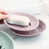 Oval Plastic Soap Dish - Double Compartment Drain Tray| Bathroom & Kitchen Soap Holder for Face & Body Soap | Oval Shaped Soap Dish for Countertop & Shower Use(Pink) Pink