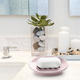 Oval Plastic Soap Dish - Double Compartment Drain Tray| Bathroom & Kitchen Soap Holder for Face & Body Soap | Oval Shaped Soap Dish for Countertop & Shower Use(Pink) Pink