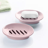 Oval Plastic Soap Dish - Double Compartment Drain Tray| Bathroom & Kitchen Soap Holder for Face & Body Soap | Oval Shaped Soap Dish for Countertop & Shower Use(Pink) Pink