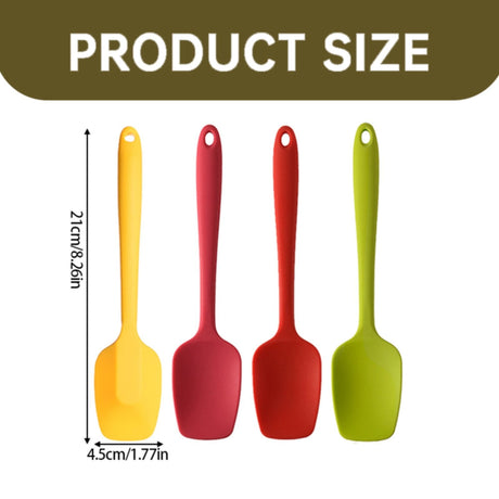 Heat Resistant Silicone Spoon Spatula, 600°F High Temp Flexible Cooking Spoons Kitchen Rubber Spoonula Scratch-Proof for Mixing Stirring Scraping Serving Non-Stick Cookware (4 Pcs) 1.77x8.26 1.77" x 8.26" Multicolor