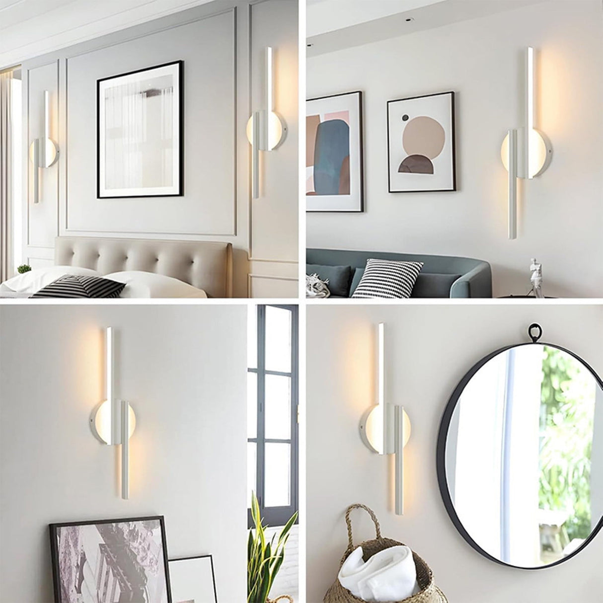 Battery Operated Wall Sconces, 360°Rotation Wireless Rechargeable Lights, Dimmable Detachable Lamp With 3000K-6000K Infinite Dimming,Wall Lamps Mood Led Corridor Wall Lamp White
