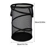 Large Collapsible Laundry Basket, Heavy Duty Foldable Mesh Pop Up Hamper with Handles for Laundry Room, Bathroom, WashRoom, College Dorm, Travel, Storage Organizer, 14.17x22.83 14.17" x 22.83" Black