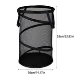 Large Collapsible Laundry Basket, Heavy Duty Foldable Mesh Pop Up Hamper with Handles for Laundry Room, Bathroom, White, 36 x 58 cm