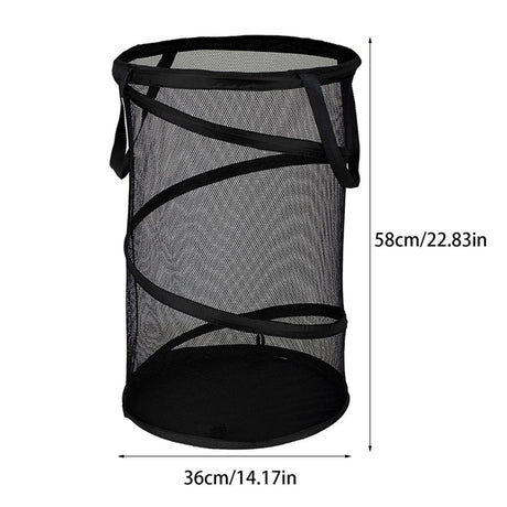 Large Collapsible Laundry Basket, Heavy Duty Foldable Mesh Pop Up Hamper with Handles for Laundry Room, Bathroom, WashRoom, College Dorm, Travel, Storage Organizer, 14.17x22.83 14.17" x 22.83" White