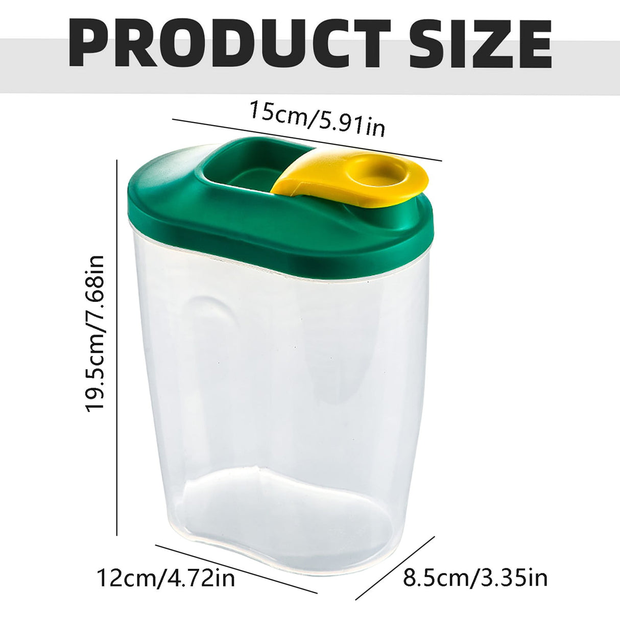 Airtight Storage Container with Lids, Plastic Pet Food Storage Container with Locking Lid,Pet Dog Cat Food Dispenser ,Clear Pet Dog Food Storage Bin Containers for Rice Grain(Green,4.72x7.68") Z1-Green