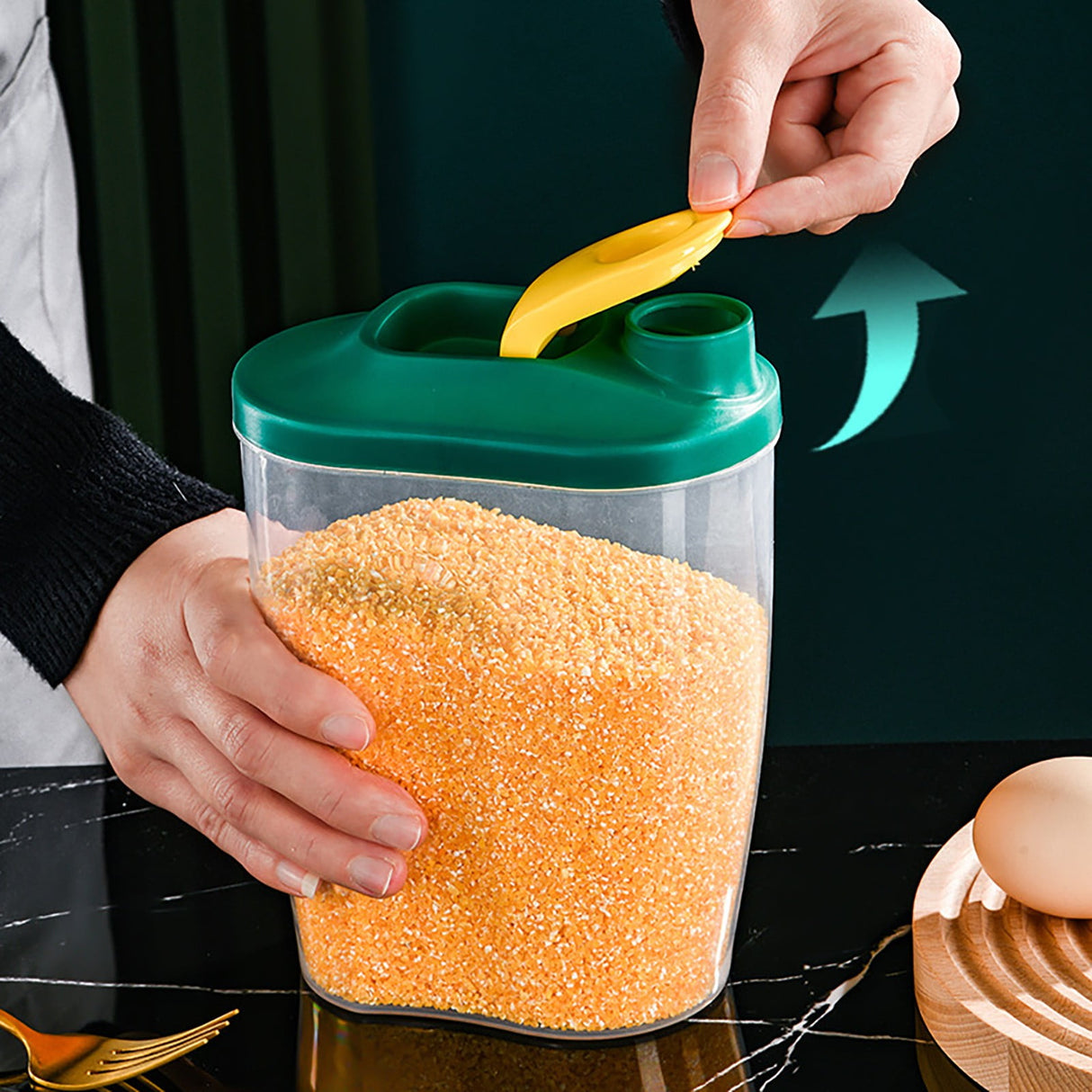 Airtight Storage Container with Lids, Plastic Pet Food Storage Container with Locking Lid,Pet Dog Cat Food Dispenser ,Clear Pet Dog Food Storage Bin Containers for Rice Grain(Green,4.72x7.68") Z1-Green