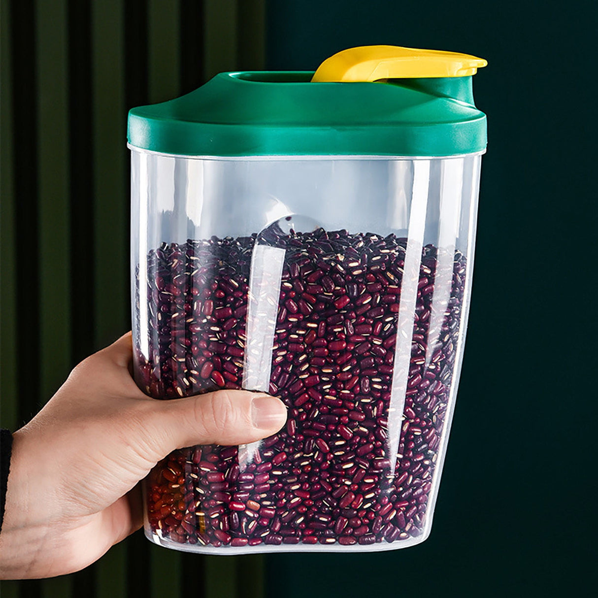 Airtight Storage Container with Lids, Plastic Pet Food Storage Container with Locking Lid,Pet Dog Cat Food Dispenser ,Clear Pet Dog Food Storage Bin Containers for Rice Grain(Green,4.72x7.68") Z2-Green