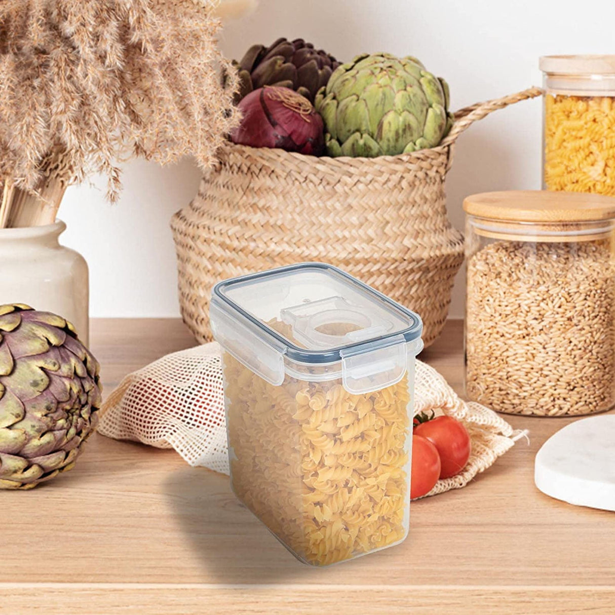 Airtight Storage Container with Lids, Plastic Pet Food Storage Container with Locking Lid,Pet Dog Cat Food Dispenser ,Clear Pet Dog Food Storage Bin Containers for Rice Grain(Green,4.72x7.68") Z5-1600ml