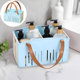Cotton Woven Basket with PU Leather Handle, Clothes Toys Candy Gifts Cotton Rope Organizer, Living Room Basket Bathroom Shower Storage Laundry Basket, Dog Cat Bed, Fall Basket, 11.02x8.66x4.33 11.02" x 7.09" x 6.5" Blue