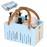 Cotton Woven Basket with PU Leather Handle, Clothes Toys Candy Gifts Cotton Rope Organizer, Living Room Basket Bathroom Shower Storage Laundry Basket, Dog Cat Bed, Fall Basket, 11.02x8.66x4.33 11.02" x 7.09" x 6.5" Blue