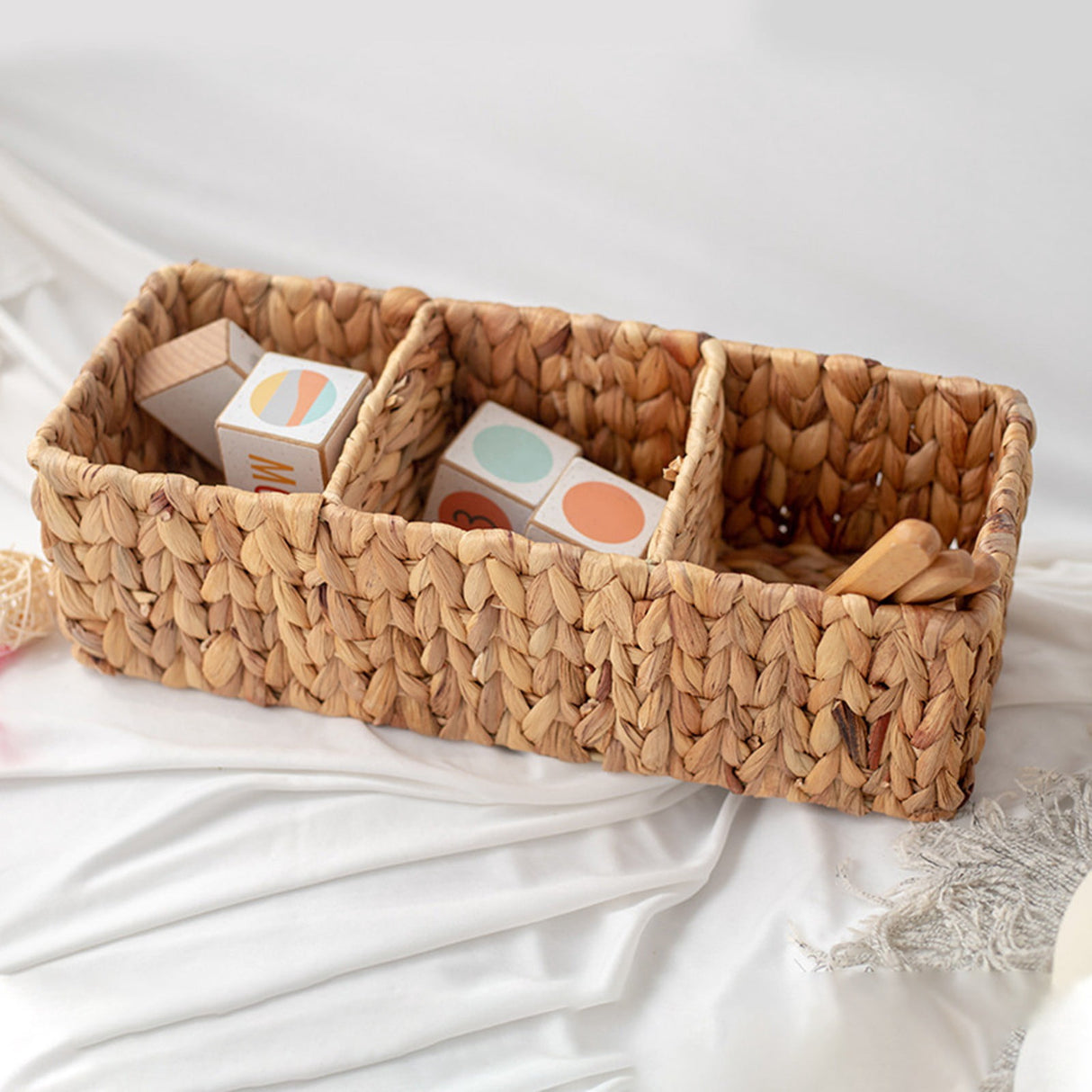 Cotton Woven Basket with PU Leather Handle, Clothes Toys Candy Gifts Cotton Rope Organizer, Living Room Basket Bathroom Shower Storage Laundry Basket, Dog Cat Bed, Fall Basket, 11.02x8.66x4.33 16.93" x 6.69" x 5.12" Khaki
