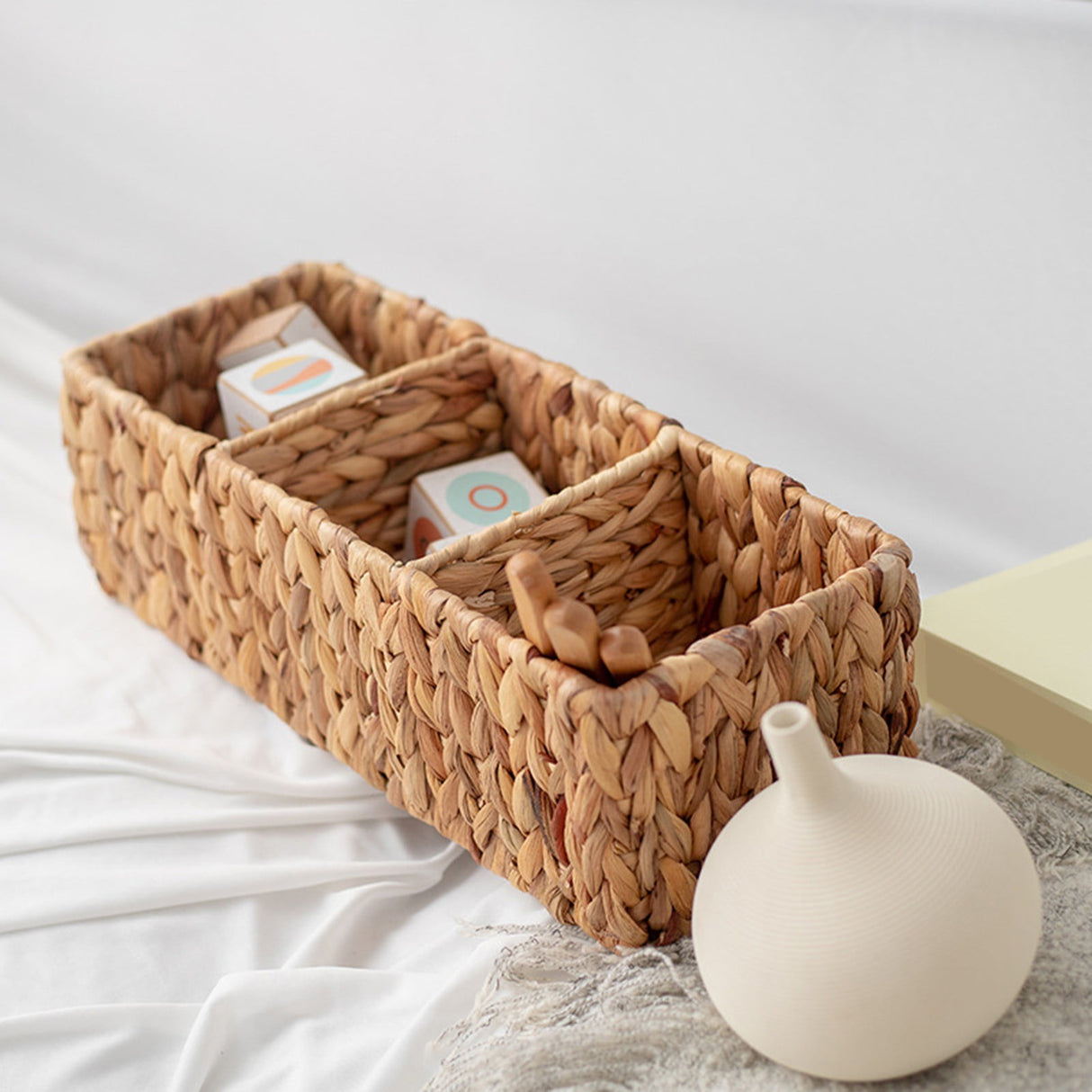Cotton Woven Basket with PU Leather Handle, Clothes Toys Candy Gifts Cotton Rope Organizer, Living Room Basket Bathroom Shower Storage Laundry Basket, Dog Cat Bed, Fall Basket, 11.02x8.66x4.33 16.93" x 6.69" x 5.12" Khaki