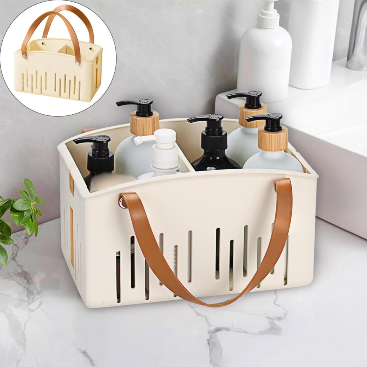 Cotton Woven Basket with PU Leather Handle, Clothes Toys Candy Gifts Cotton Rope Organizer, Living Room Basket Bathroom Shower Storage Laundry Basket, Dog Cat Bed, Fall Basket, 11.02x8.66x4.33 12.59" x 9.44" x 5.11" White