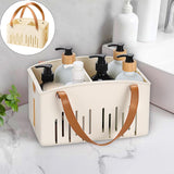 Cotton Woven Basket with PU Leather Handle, Clothes Toys Candy Gifts Cotton Rope Organizer, Living Room Basket Bathroom Shower Storage Laundry Basket, Dog Cat Bed, Fall Basket, 11.02x8.66x4.33 12.59" x 9.44" x 5.11" White
