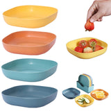 Plastic Pasta Bowls Reusable,Square Plate Bowls,Plastic Small Bowls For Kitchen,Pasta Serving Bowl,Kitchen Wheat Straw Serving Unbreakable Wide Shallow Dinner Plate Bowls For Salad, Cereal,Soup 5.5" x 5.5" x 1.1" Orange