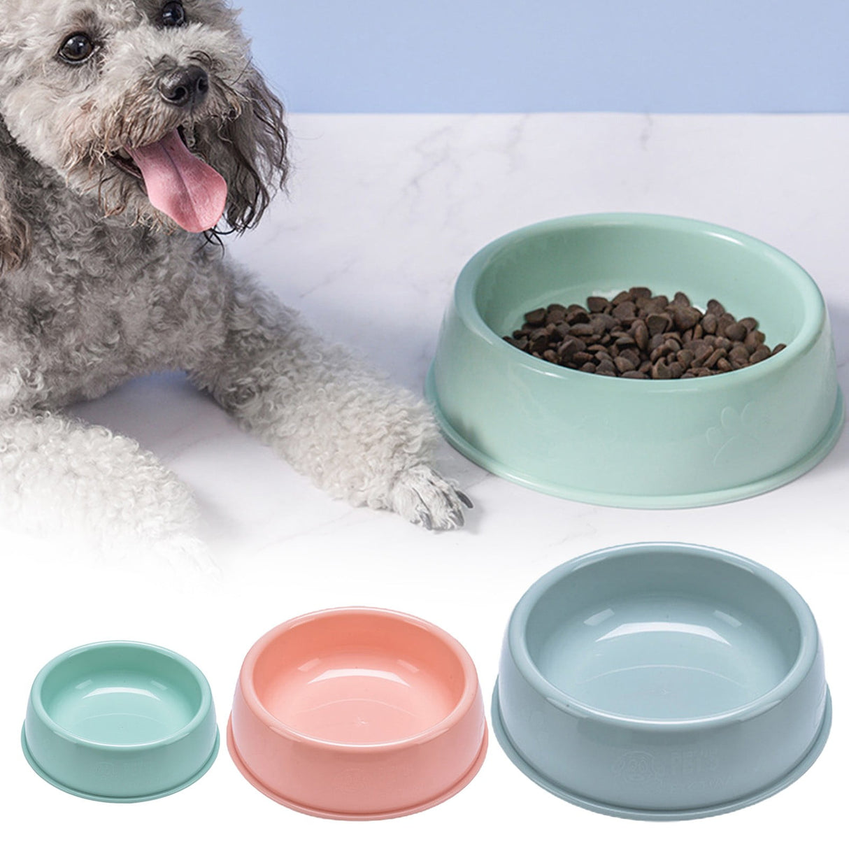 Plastic Dog Bowl,Non Slip Candy Color Plastic Pet Food Bowl,Shallow Cat Food Dish ,Reusable Pet Food And Water Bowl,Puppy Cat Animal Feeding Bowls ,Pet Food Container Storage Easy To Clean,Pink 8.27" x 2.28" x 7.09" Green